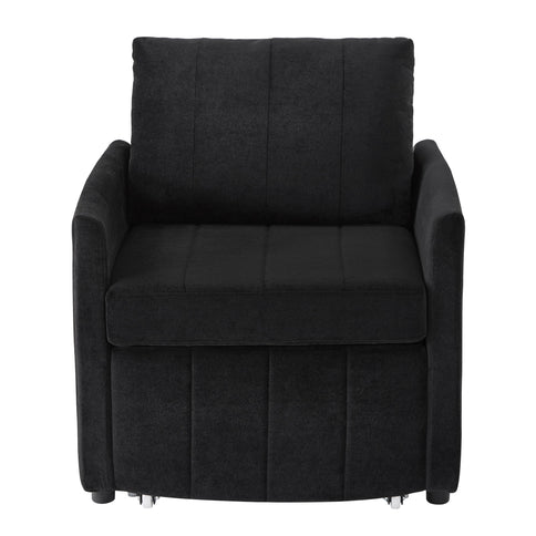 Upholstered Convertible Sleeper Sofa With 5 Position Backrest, Side Pockets, Storage