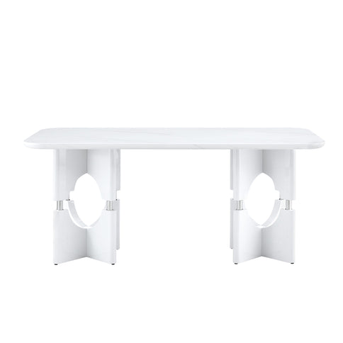 Modern Dining Table With Sleek Hollow-Out Frame And Accents