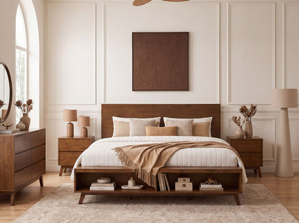 Platform Bed Frame With Footboard Storage