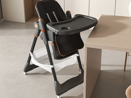 Adjustable Baby High Chair 0-6 Years, Portable Infant Feeding Seat With Safety Belt, Silent Lockable Wheels