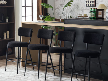 Modern Teddy Fabric Upholstered Bar Stools - Legs