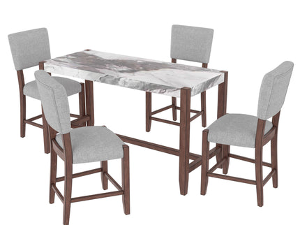 5 Piece Counter Height Dining Set With 4 Upholstered Chairs