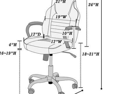 Gaming And Office Chair With Padded Arms, Adjustable Height