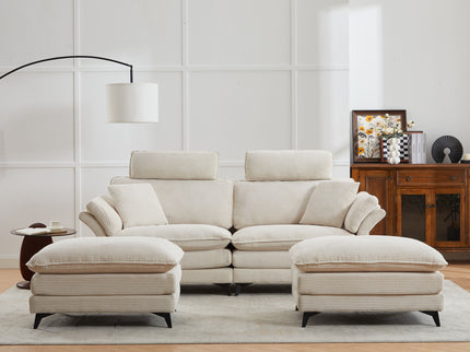 Modern Deep Seat Sectional Sofa With Ottoman