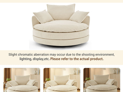 360° Swivel Accent Barrel Chair With Dual Layer Cushion And 3 Removable Pillows
