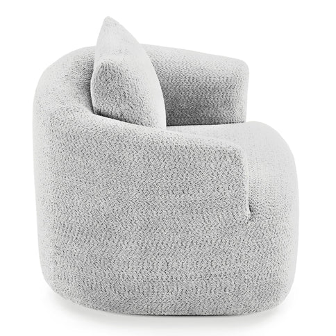 360° Swivel Barrel Sofa Chair With Throw Pillow, Upholstered Accent Chair
