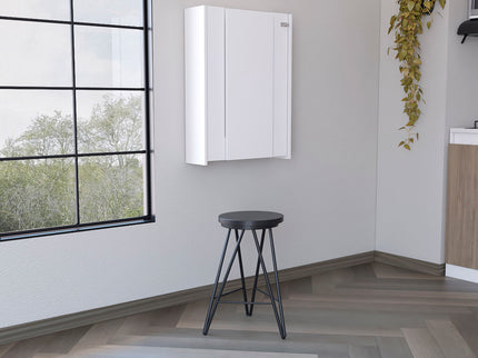 Wall Foldable Table With Multiple Shelves - White