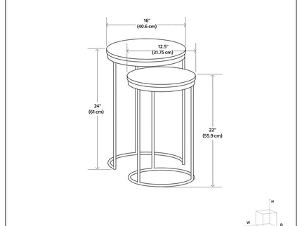 Ashley - 2 Piece Nesting Table - Gold