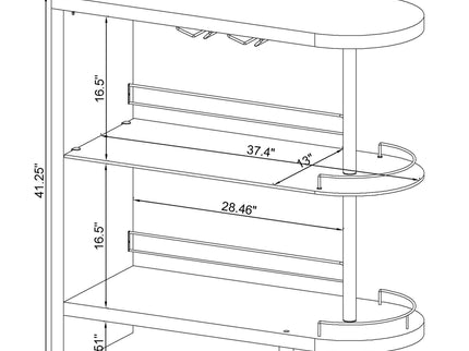 Karinna - 2 Tier Home Bar Table With Shelf - Silver
