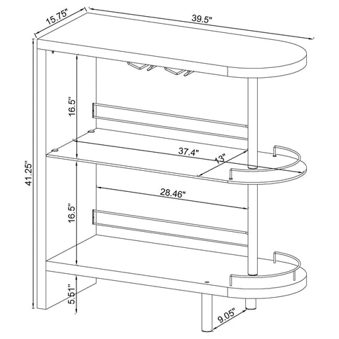 Karinna - 2 Tier Home Bar Table With Shelf - Silver