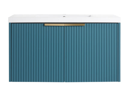 Contemporary Wall Mounted Bathroom Vanity With Resin Double Sink