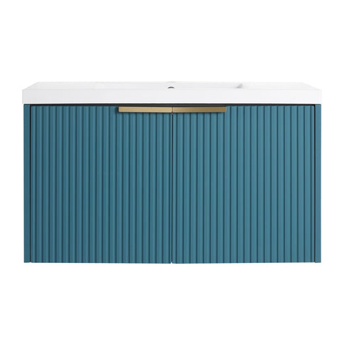 Contemporary Wall Mounted Bathroom Vanity With Resin Double Sink