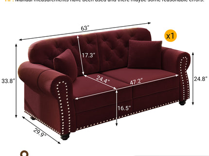 Upholstered Chesterfield Sofa With Nailhead Trim And Rolled Armrests