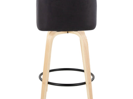 Toriano - Contemporary Modern Fixed Height Counter Stool Swivel With Round Footrest (Set of 2)