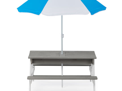 3-In-1 Kids Outdoor Wooden Picnic Table With Umbrella, Convertible Sand & Water, ASTM & CPSIA Certification