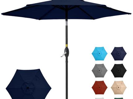 Umbrella With Crank Lift & Tilt, UV-Resistant Canopy For Patio