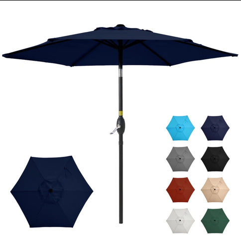 Umbrella With Crank Lift & Tilt, UV-Resistant Canopy For Patio