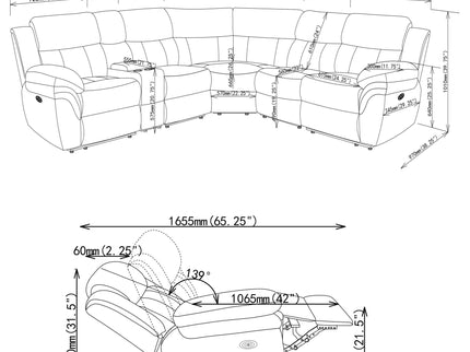 Divine - 6 Piece Reclining Sectional