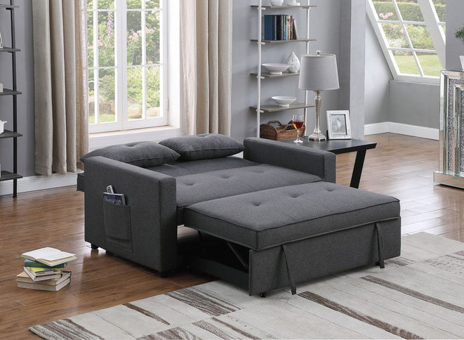 Zoey - Convertible Sleeper Loveseat With Side Pocket