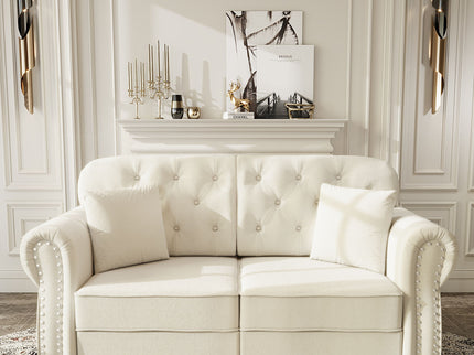 Upholstered Sofa Set With Nailhead Trim And Rolled Armrests, Includes Pillows