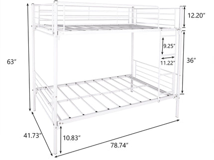 Space Saving Bunk Bed With Metal Frame And Ladder