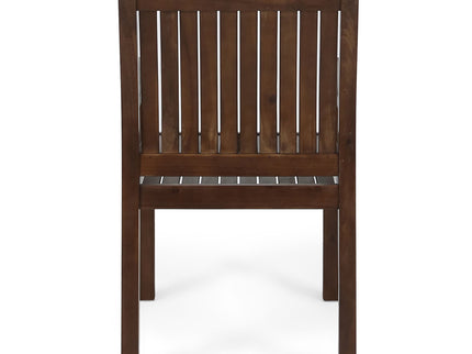 Wilson - Rustic Dining Chair Acacia Wood With Slat Panel Design (Set of 2) - Dark Brown