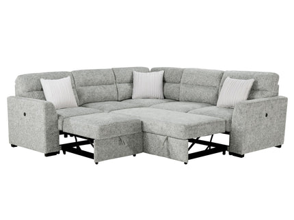 Emiliano - Sectional Sofa With 3 Pillows - Nickel