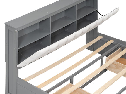 Platform Bed With Storage Headboard, Shoe Rack And 4 Drawers
