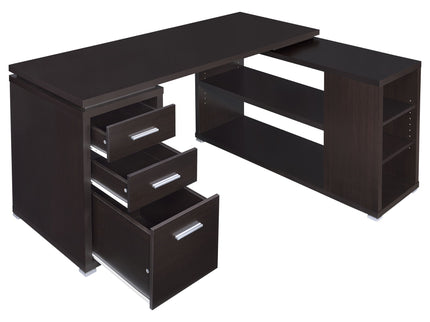 Tona - L-Shape Computer Desk With 3 Drawers And 5 Shelves