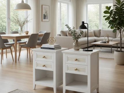 Nightstand With 2 Drawers Bedside Table