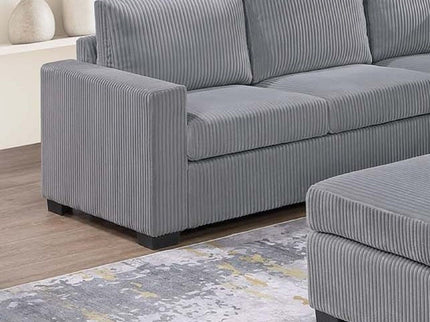 Contemporary L-Shaped Sectional Set With USB Console & Ottoman