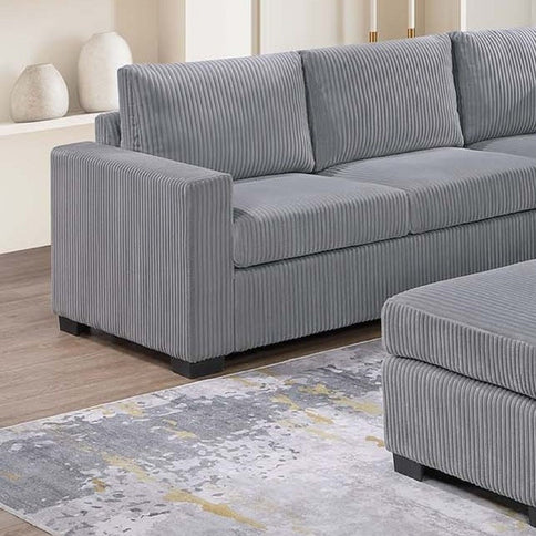 Contemporary L-Shaped Sectional Set With USB Console & Ottoman