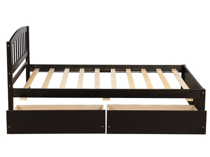 Platform Storage Bed Wood Bed Frame With Two Drawers And Headboard