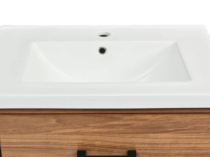 24'' Bathroom Vanity With Basin Sink, 3 Drawer Storage Cabinet - Natural Wood
