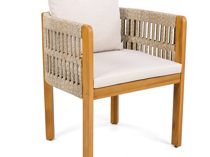 Outdoor Dining Chairs With Mix Rope Handles (Set of 2)