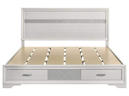 California King Storage Platform Bed With 2 Drawer - White