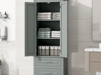 Tall Storage Cabinet With 2 Drawers For Bathroom