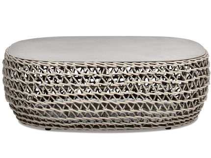 Willow - Oval Woven Patio Coffee Table, Wicker Frame