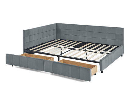 Elegant Storage Upholstered Tufted Bed Frame With Backrest And Armrests