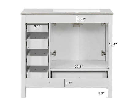 Bathroom Vanity With Sink Combo, 2 Soft Close Doors And 5 Drawers
