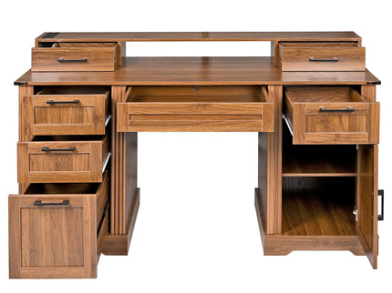 Office Desk With Charging Station & Storage Cabinet