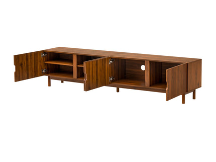 TV Stand With Legs, Media Console, 4 Cabinets For Living Room - Natural Wood