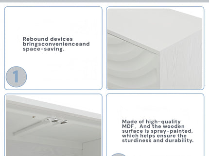 Elegant Sideboard With Sophisticated Wavy Pattern Doors And Arched Groove Design, Adjustable 4 Door Layout