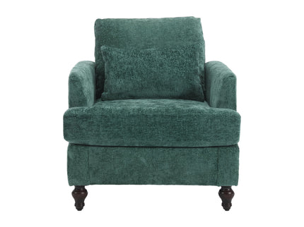 Modern Mid Century Wood Frame Armchair With Tufted Design