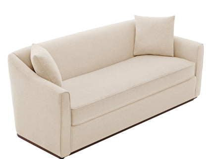 3 Seater Sofa With Wrap Around Armrests And Throw Pillows, For Living Room - Oatmeal