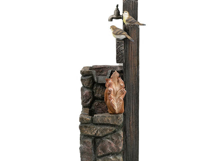 Decorative Two Tiered Water Fountain With Woodland Animal Design, Outdoor Fountain With Light And Pump - Multi
