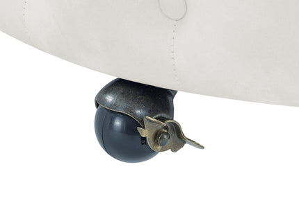 Modern Upholstered Swivel Chair With Button Tufted Design And Movable Wheels