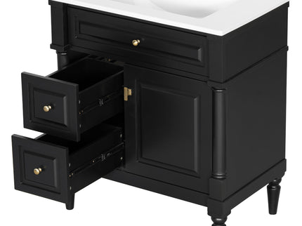 Modern Bathroom Vanity With Sink, Freestanding Cabinet With Flip Drawer & Adjustable Shelf