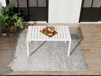 Modern Long Table, UV Resistant And Rust Proof, Pp Tabletop, UV Resistant Powder Coated Metal Legs - Snow White