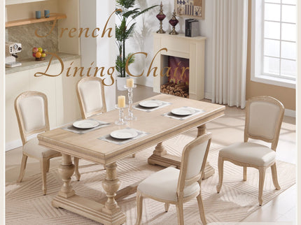 Dining Chairs Upholstered With Fan Shaped Back (Set of 2) - Beige